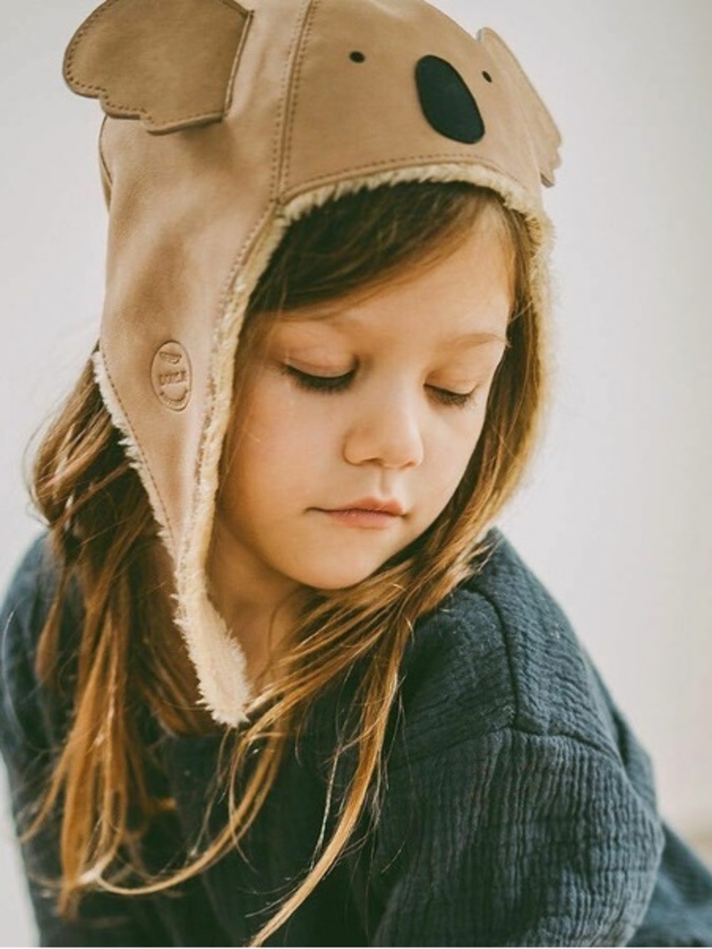 Donsje Kids KAPI Winter Leather Koala Hat Unisex Kids 3-4Y NEW IN BAG